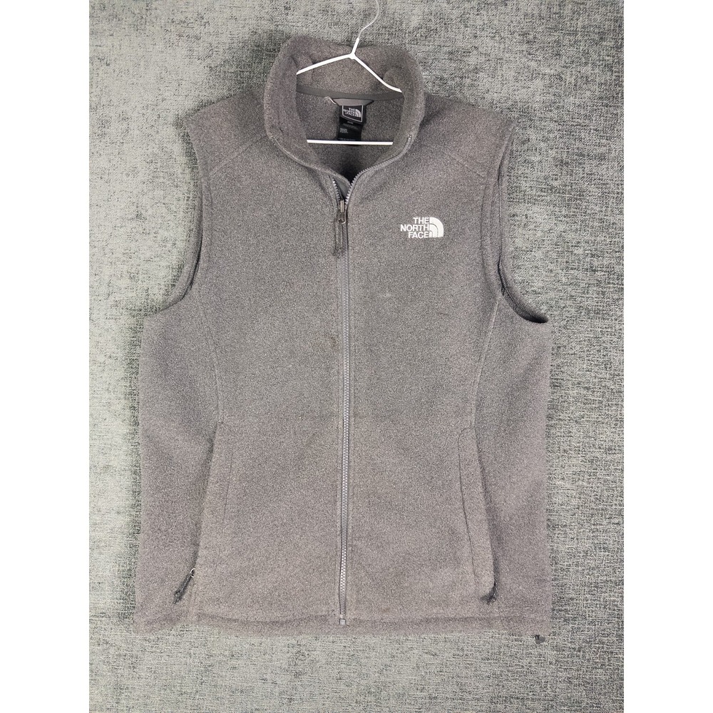The North Face Fleece Vest Mens M Gray Full Zip Gorpcore Hiking Outdoor Logo